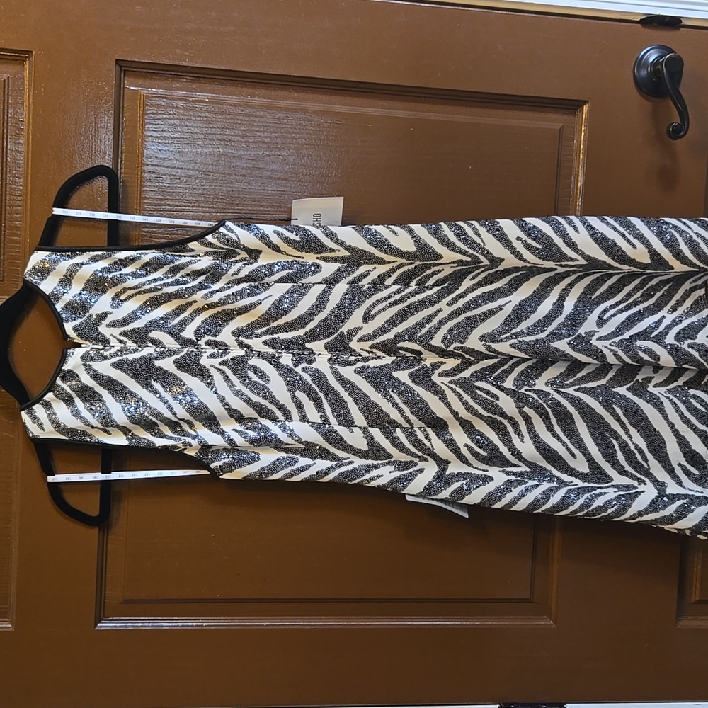 Sho-Blk/white sequin zebra print sleeveless dress Size S NWT. - Picture 6 of 9